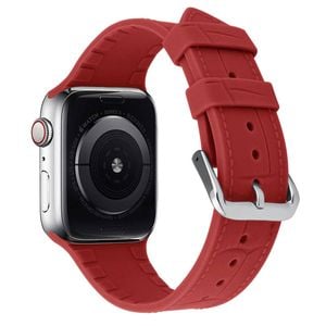 Embossing Silicone Sports Watch Band Strap - For Apple iWatch Ultra [42mm Series 3] 44mm 45mm 46mm 49mm (Red)