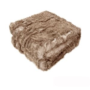 Dale Animal Faux Fur Throw Rug 127 x 152 cm Brown Husky
