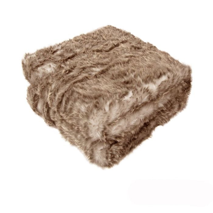 Dale Animal Faux Fur Throw Rug 127 x 152 cm Brown Husky