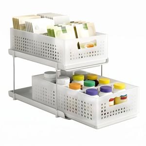 Artiss Under Sink Organizer With Removable Baskets White
