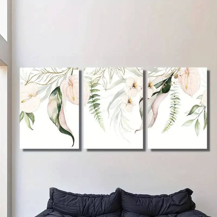 3pcs Minimalist Lily Flower Print 100% Australian Made 3 x 40x60cm (Metal Print)