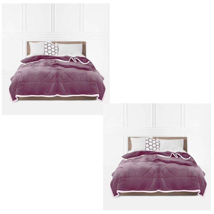 SOGA 2X Cozy Light Purple Throw Blanket – Thick Double-Sided Flannel