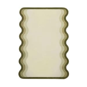 Loopsie-290cm X 190cm-fasano Tonal Green And Ivory Scalloped Washable Rug