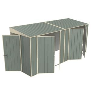Build-a-Shed 1.5 x 4.5 x 2.0m Skillion Double Plus Double Hinged Side Doors Shed - Green