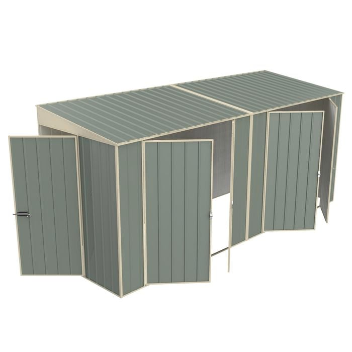 Build-a-Shed 1.5 x 4.5 x 2.0m Skillion Double Plus Double Hinged Side Doors Shed - Green