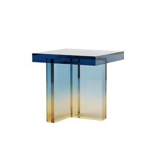 Nordhavn Golden Blue Acrylic Bedside Table, Nightstand End Table, Accent Table
