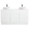 CIBO 1500mm White Nordic Full Height Bathroom Vanity With Fluted White Gloss Basins
