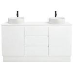CIBO 1500mm White Nordic Full Height Bathroom Vanity with Fluted Gloss White Basins