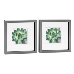Nicola Spring Acrylic 3D Box Photo Frames with 6" x 6" Mounts - 10" x 10"  - Grey - Pack of 2