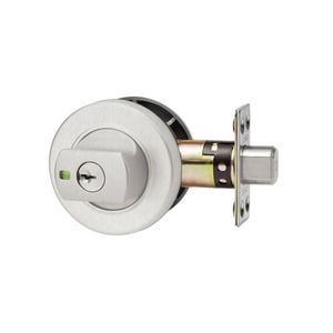 Lockwood Brushed Satin Chrome Paradigm 005 Round Rose Double Cylinder Deadbolt