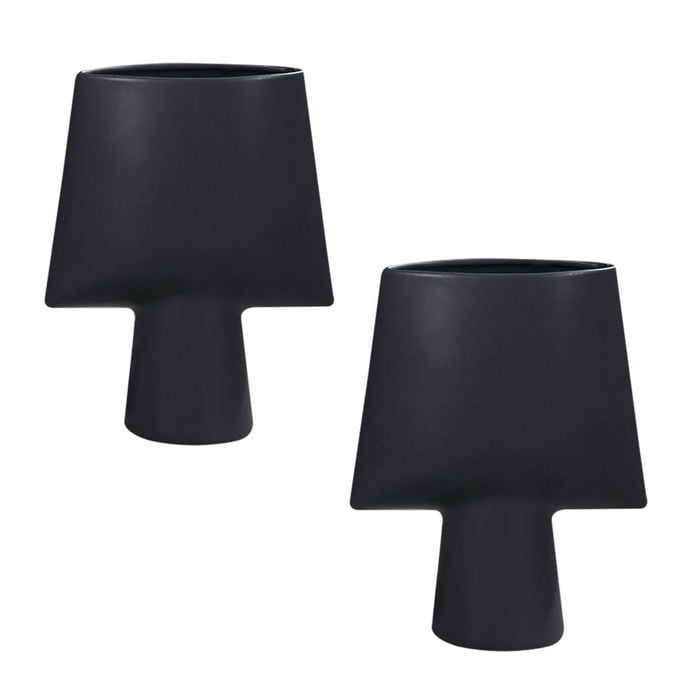 SOGA 2X 21x25.5cm Black Geometric Vase
