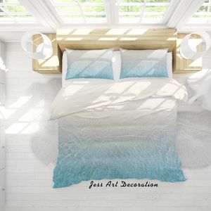 3D White Beach Sea Quilt Cover Set Bedding Set Pillowcases 31