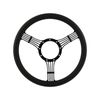 Cal Custom 14" Banjo Billet Steering Wheel Black Half-Wrap Anodised Black Spokes & Finger Notches