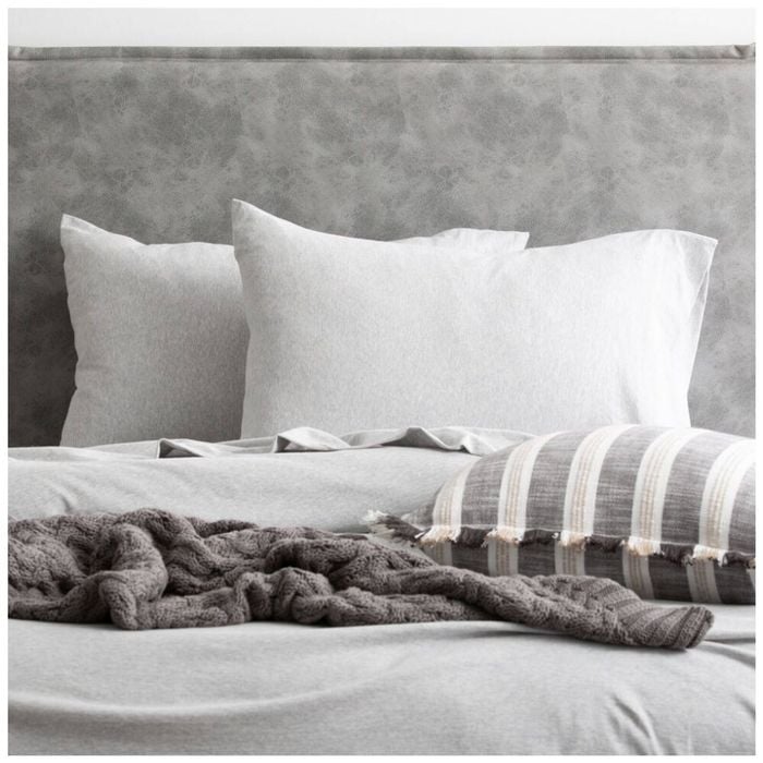 2pc Renee Taylor Comfort T’s Organic Cotton Standard Pillowcase Grey Marle