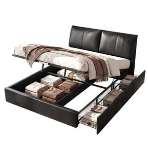 Artiss King Bed Frame Gas Lift Adjustable Headboard Platform Bed Black
