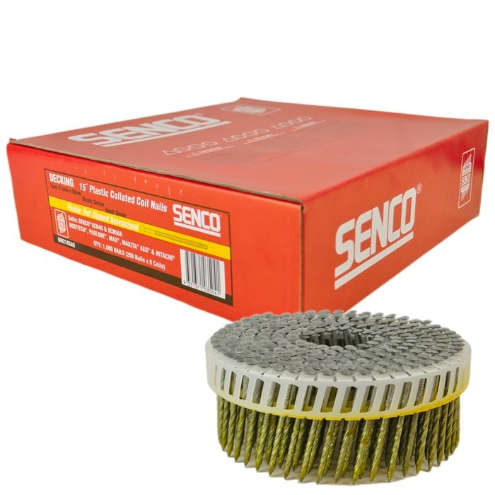 Senco 50 x 2.5mm Collated Coil Nail Dome Head Screw Shank HDG - Pack 1600