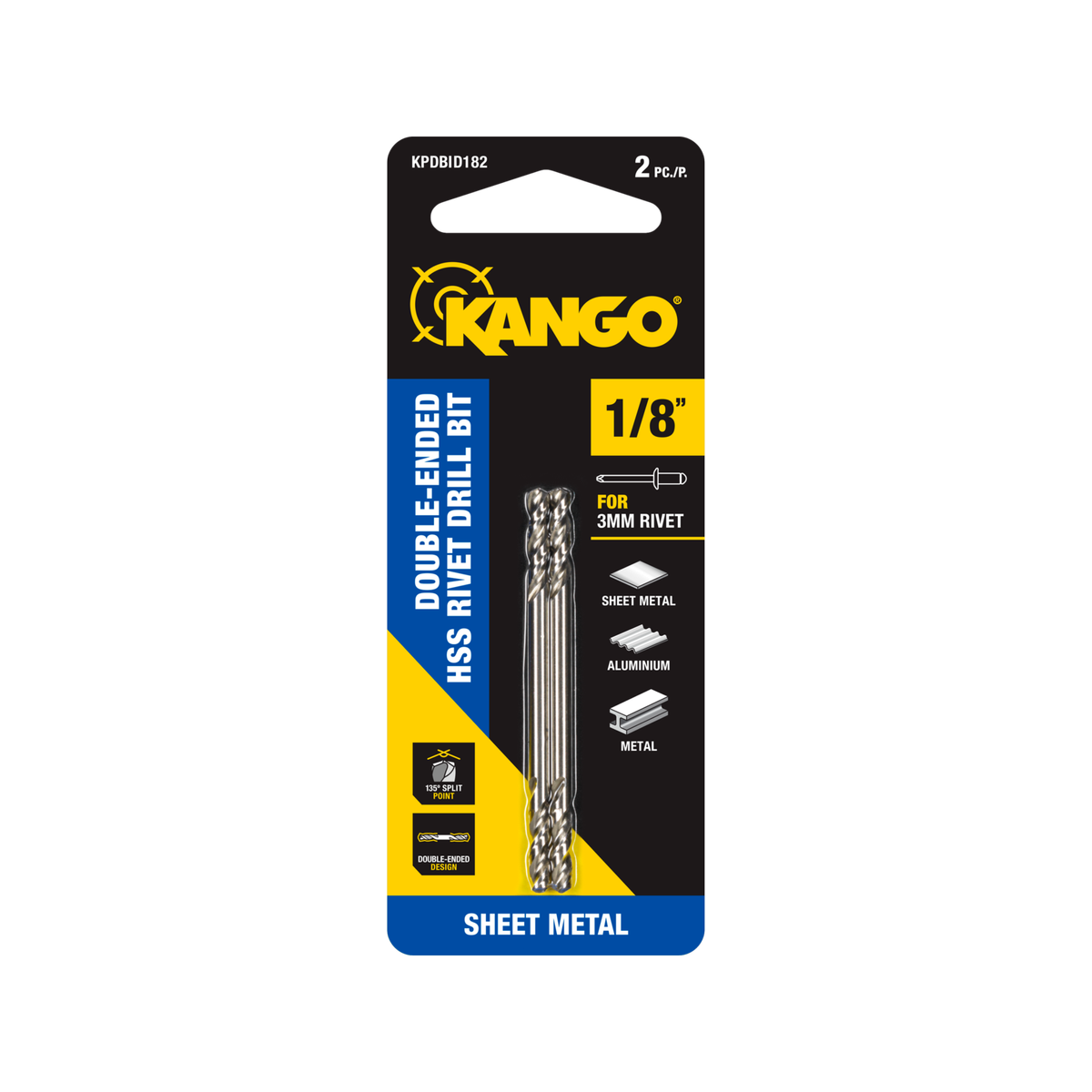 Kango 1 8 HSS Double Ended Rivet Drill Bit 2 Pack Bunnings Australia