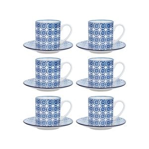 Nicola Spring Patterned Espresso Cup and Saucer Coffee Set - 65ml - Set of 6