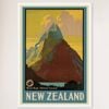 Galrie Milford Sound Vintage Travel Poster Captivating New Zealand Art for Your Home, White Frame, A3 30 x 42cm (12 x 16inch)