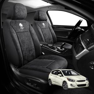 Australian Goose Edition Front Seat Covers for Hyundai Accent 2011 - 2018 (R8) - Suede, Universal Fit - Black