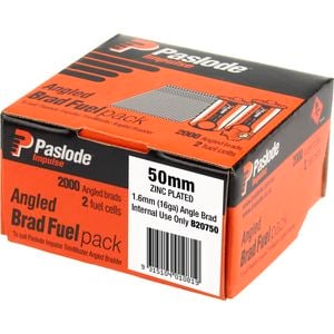 Paslode 50 x 1.6mm Impulse Zinc Plated Angled Brad Fuel - 2000 Pack
