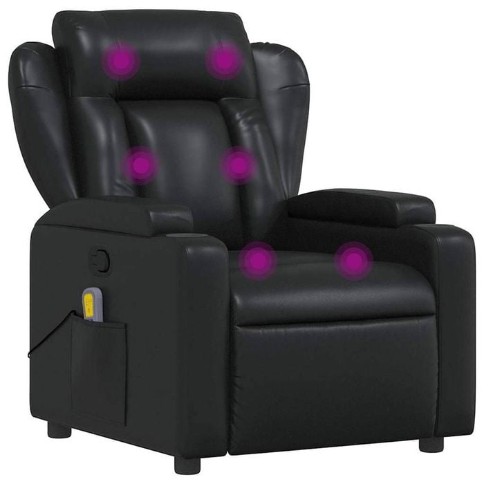 vidaXL Massage Recliner Chair Single Sofa Armchair Bedroom Black Faux Leather