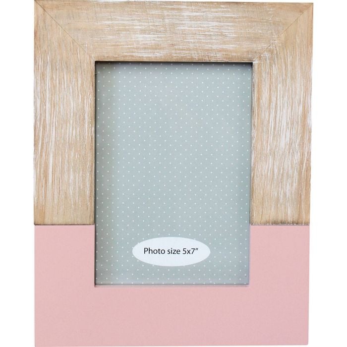 LVD Pine MDF Modern 5x7" Glass Photo Frame Display Decor - Dusty Rose