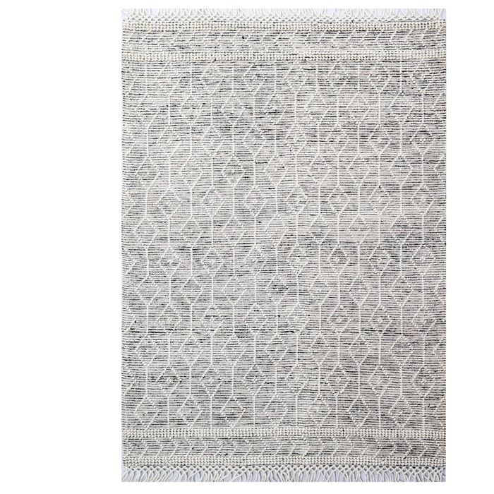 Aura Flatwoven Designer Wool Rug 6237 - Ivory/black - 110x160cm