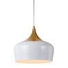 Telbix Polk Modern Pendant Hanging Lamp Light Metal White Oak Nickel