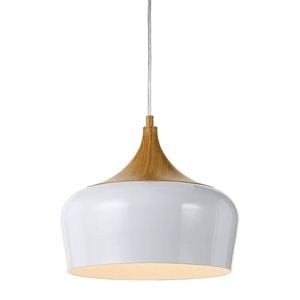 Telbix Polk Modern Pendant Hanging Lamp Light Metal White Oak Nickel