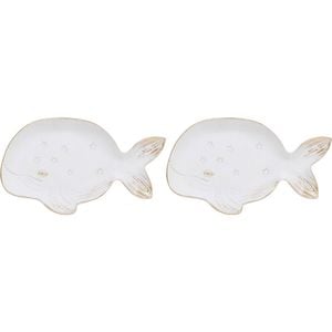 2PK LVD Whale Dish Decorative Display Home Decor Ornament Statue 20x12.5cm White