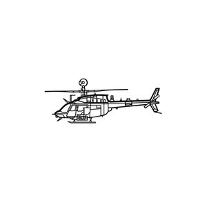Ignite Laser Bell OH-58E Kiowa Warrior - Armed Reconnaissance Helicopter Silhouette Metal Wall Art Coated Black 47 inch - 120 cm