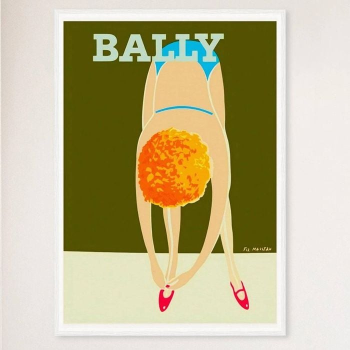Galrie Bally Shoes 1980 Vintage Advertising Poster by Pierre FixMasseau for Home Decor, White Frame, 70 x 100cm (28 x 40inch)