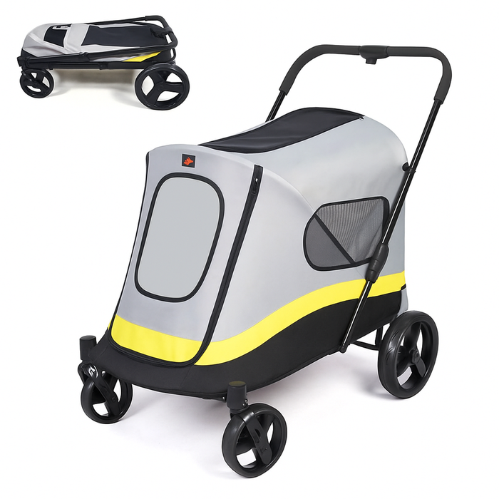 P&P Black Shock-Absorbing Foldable Dog Stroller for Dogs(M)