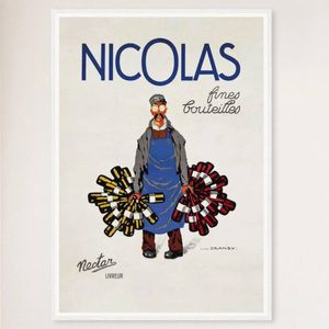 Galrie Nicolas Fine Bottles Vintage Poster by Jules Isnard Dransy Timeless French Art, White Frame, A4 21 x 30cm (8 x 12inch)