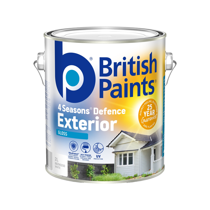 British Paints 2L White Gloss 4 Seasons Exterior Paint