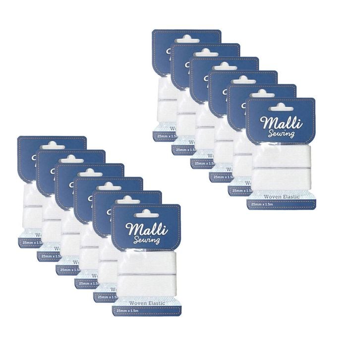 12pk Malli Sewing Soft Elastic Band Flexible Diy Sewing Cord 30mm X 1m Assorted
