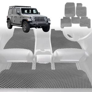 6D Diamond Car Floor Mats for Jeep Wrangler (JL)2018-Current-Full Set-Grey-Outback GT
