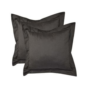 CottonMore 2pcs of 100% Linen Charcoal Euro Cushion covers 65cmx65cm