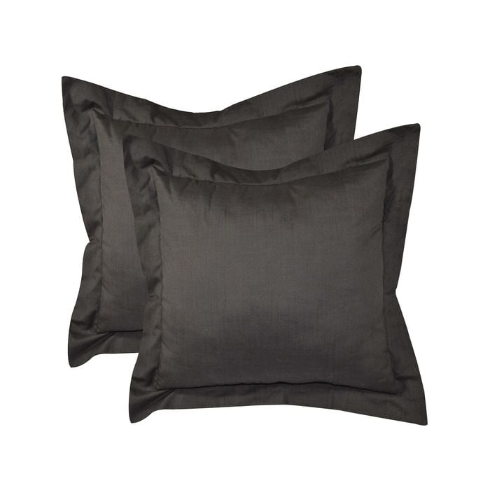 CottonMore 2pcs of 100% Linen Charcoal Euro Cushion covers 65cmx65cm