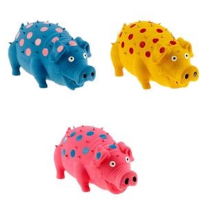 Yes4pets 3 X Large Dog Puppy Rubber Dental Hygiene Chew Play Toy Pig Latex 20cm