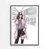 Pink Stylish Lady with Elegant Handbag   Print 100% Australian Made 90 x 120cm   (Poster)