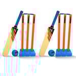 2PK Summit Kid Plastic Cricket Set w/3 Stumps/Base/Bat/Ball - Senior