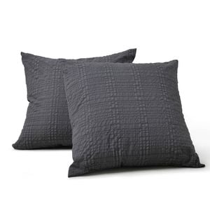 Dreamaker Ellis Seersucker European Pillowcase Charcoal Twin Pack