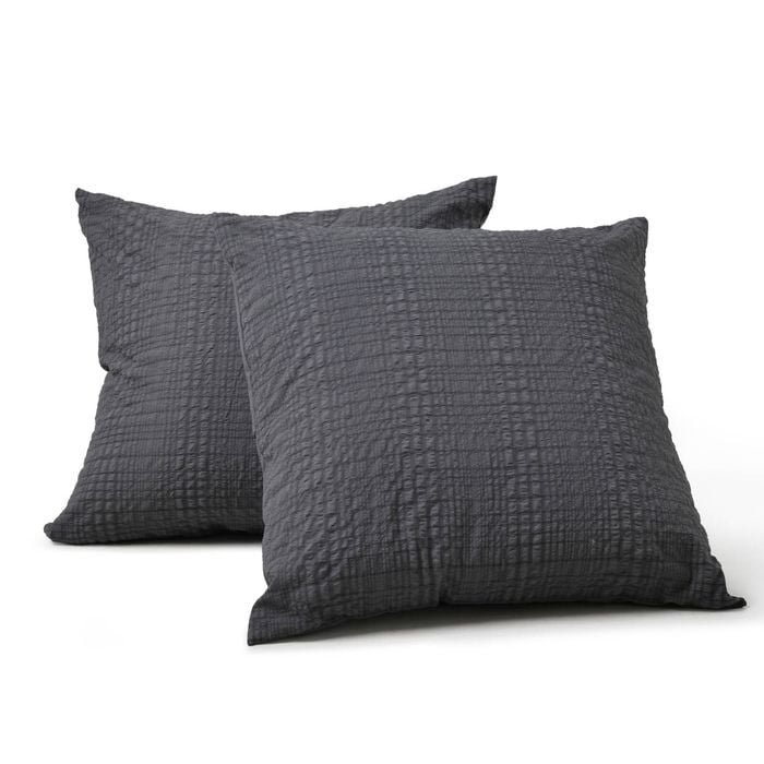 Dreamaker Ellis Seersucker European Pillowcase Charcoal Twin Pack