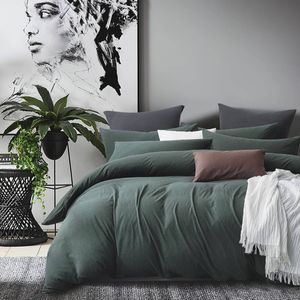Gioia Casa 100% Jersey Cotton Quilt Cover Set - Green - Queen