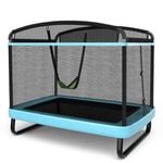 Costway 2-IN-1 Kids Trampoline w/Enclosure security Net Pad & Swing Blue