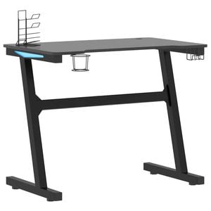 vidaXL Gaming Desk with Z Shape Legs Standing Office Computer Table Black LED