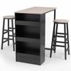 Costway Retro Dining Table Chairs Set Of 3 Home Kitchen Cafe Grey
