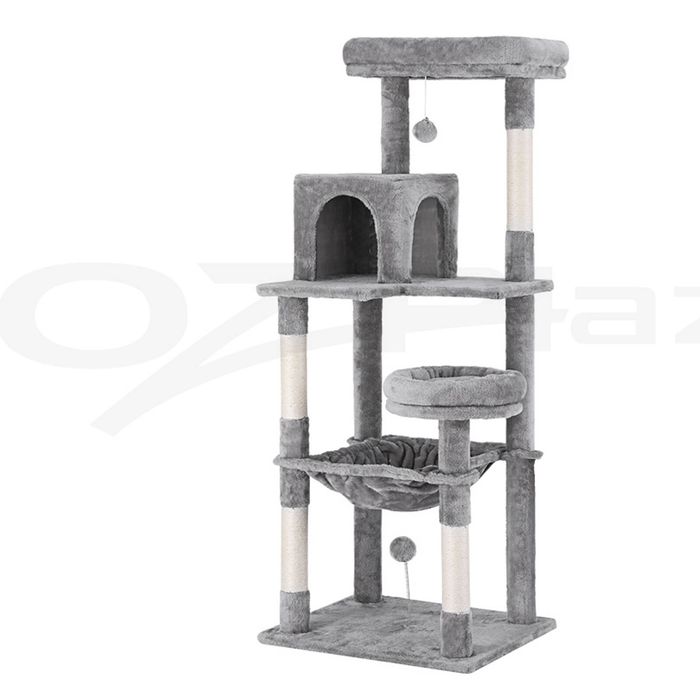 i.Pet Cat Tree 143cm Tower Scratching Post Scratcher Condo House Grey